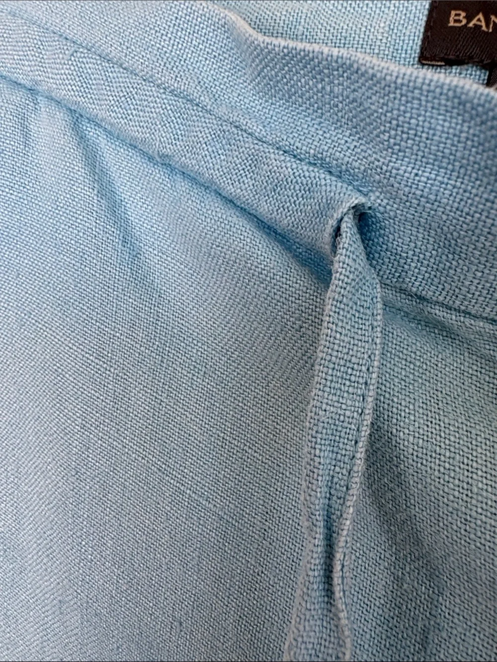 Banana Republic Blue 100% Linen Wide Leg Drawstring Pants Size 8 Relaxed